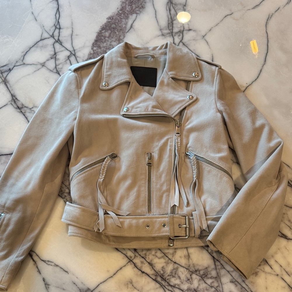 All Saints Light Tan Leather Jacket